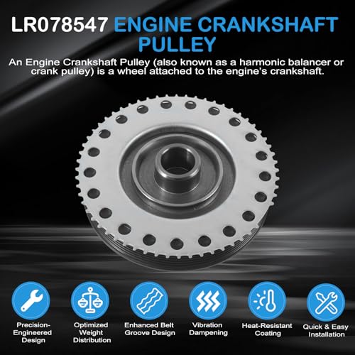 Kessocco Crank Shaft Belt Pulley LR078547 LR068885 LR025252 LR073331 Harmonic Balancer Crankshaft Pulley for 2012-2019 LR2 Range Rover Evoque Velar Discovery Sport 2.0L - Image 3