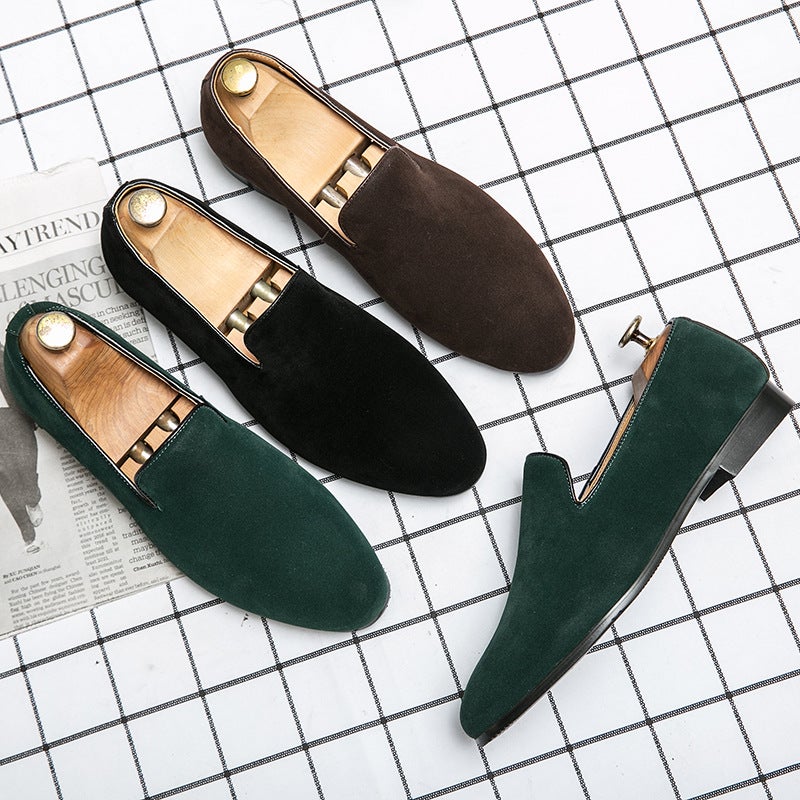 British Small Leather Shoes Men'S Autumn Frosted Pointed Hair Stylist Inner Height Lazy Size Casual Platform Peas Shoes - Image 5