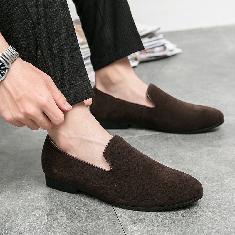 British Small Leather Shoes Men'S Autumn Frosted Pointed Hair Stylist Inner Height Lazy Size Casual Platform Peas Shoes - Image 3