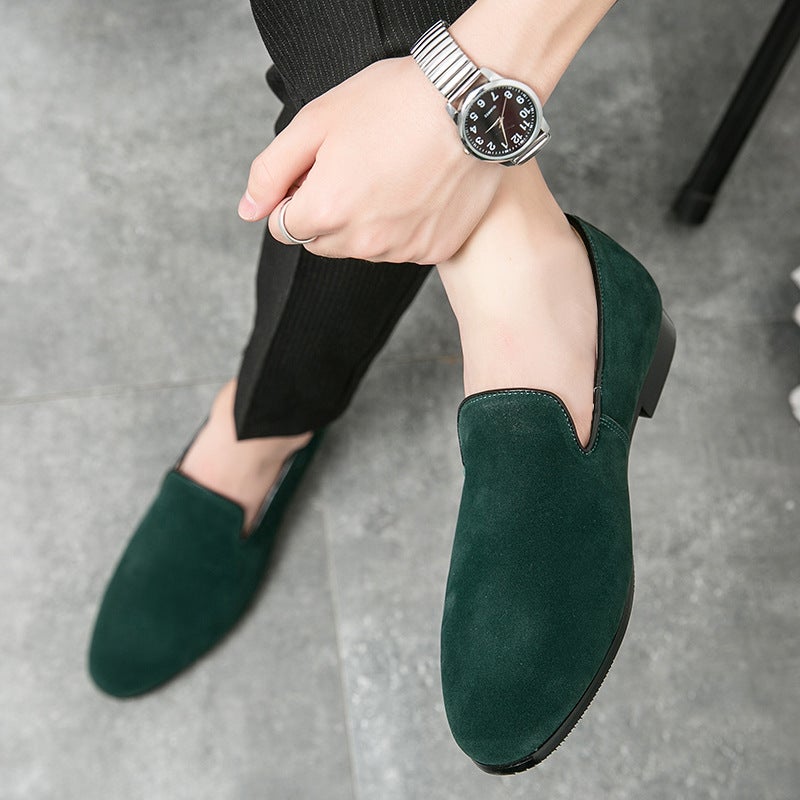 British Small Leather Shoes Men'S Autumn Frosted Pointed Hair Stylist Inner Height Lazy Size Casual Platform Peas Shoes - Image 2
