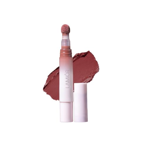 LAMIOR Blurry Fudgy Matte Lip Tint - Long Lasting, Transfer Proof & Hydrating Lip Tint, Enriched with Jojoba Oil, Almond, Mango, Cocoa & Coffee Extracts with Cushion Applicator, (Pretzels, 12g) - Image 1