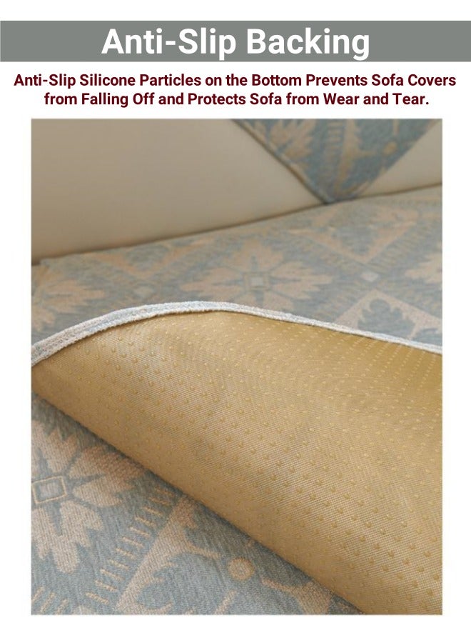 Grey Sofa Cover, Chenille Couch Cover Cloth Non-Slip Sofa Slipcover 90 x 160cm Sofa Protector Washable for Living Room Furniture Protector - Image 3