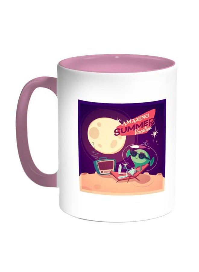 RYN Alien Printed Coffee Mug Pink/White/Purple 11ounce