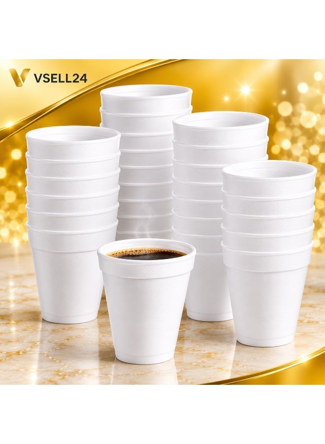 vsell24 6 oz Foam Disposable Cups – Insulated Hot & Cold Beverage Cups for Parties, Events, Cafés & Everyday Use - Image 1