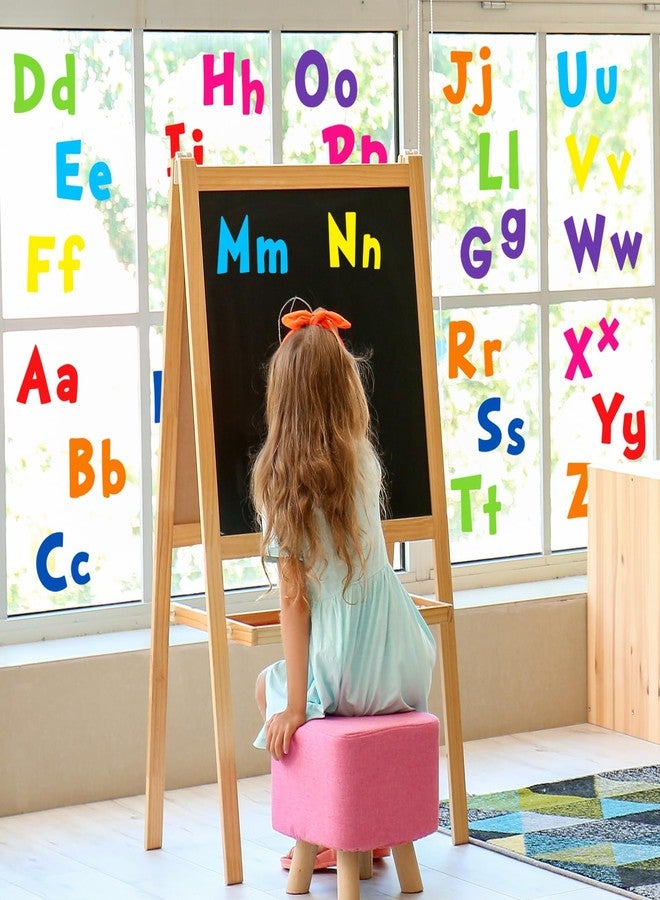 Whaline 9 Sheet Alphabet Letters Window Clings 26 Uppercase & Lowercase Letters Reusable Window Decals for Preschool Classroom Playroom Nursery Decorations - Image 2