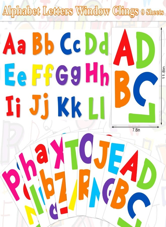 Whaline 9 Sheet Alphabet Letters Window Clings 26 Uppercase & Lowercase Letters Reusable Window Decals for Preschool Classroom Playroom Nursery Decorations - Image 5