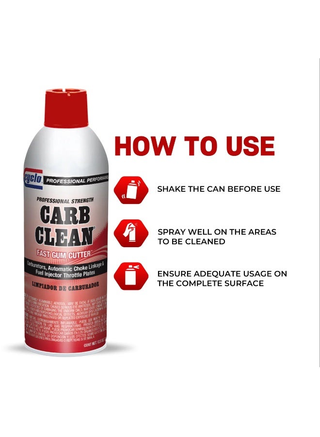 cyclo Professional Strength Carburetor Cleaner Spray – Fast Gum Cutter for Carburetors, Automatic Choke Linkage & Fuel Injector Throttle Plates, Removes Carbon, Varnish, Grease & Sludge, Improves Engine Performance & Fuel Efficiency, 354g - Image 3