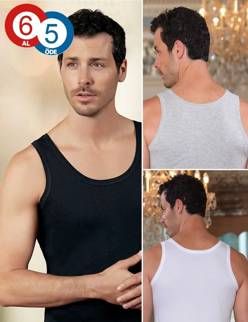 Şahinler Pack of 6 100% Cotton Men's Undershirt ME002-ME005
