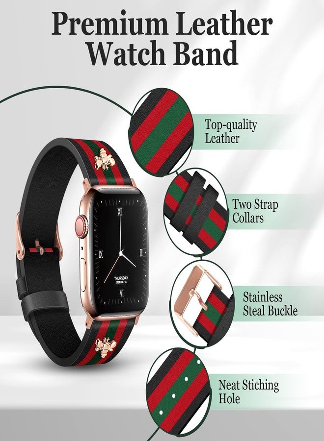 MOINSPIRE Designer Leather Bands with Charms Compatible with Apple Watch 38mm 40mm 41mm 42mm(S11/10) Women Men Genuine Leather Strap Elegant Wristbands for iWatch Series 11/10/9/8/7/6/5/3/2/1/SE/Ultra - Image 4