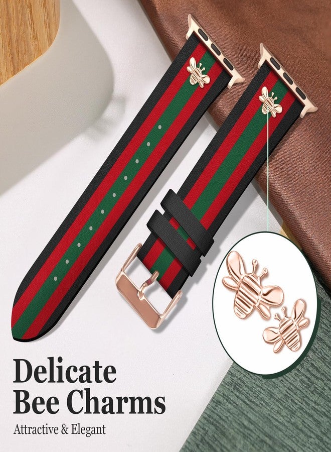 MOINSPIRE Designer Leather Bands with Charms Compatible with Apple Watch 38mm 40mm 41mm 42mm(S11/10) Women Men Genuine Leather Strap Elegant Wristbands for iWatch Series 11/10/9/8/7/6/5/3/2/1/SE/Ultra - Image 5
