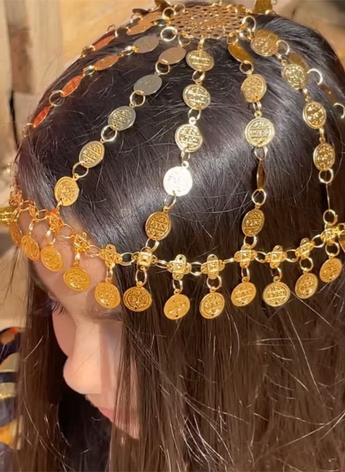 GIFT Saudi Metal Head Cover Chain Hat - Dance Party Dress-Up, Bridal Headdress, Perfect Gift for Saudi National Day and Saudi Foundation Day Celebrations. - Image 1