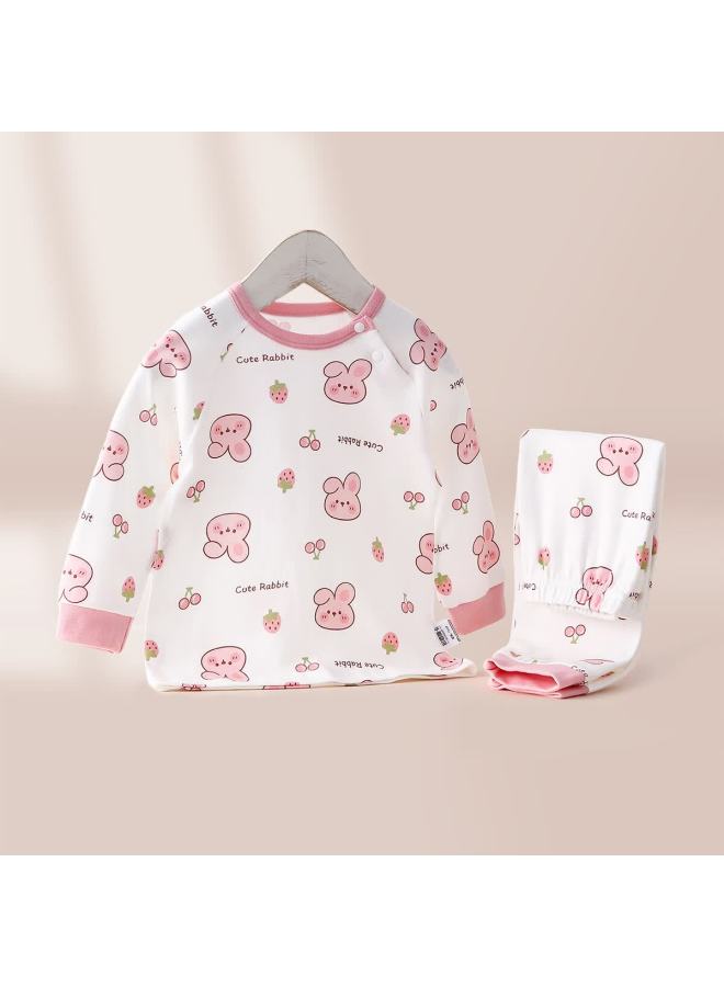 Doxiluka Kids Underwear Set Spring Autumn Boys Girls Long Sleeve Pajamas Pink Cherry Strawberry 100