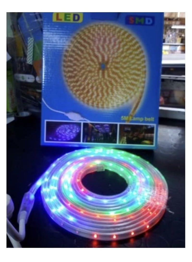 SMD ضوء نيون LED بحبل 5 متر متعدد الألوان - إضاءة شريط مرن مقاوم للماء مع موصل - ضوء زخرفي موفر للطاقة 12 فولت للاستخدام الداخلي والخارجي - ديكور منزلي، حفلات، حدائق، عطلات، مهرجانات، وإضاءة مزاجية - تركيب سهل - Image 2
