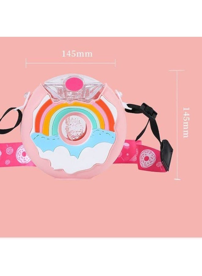 Generic Donut Shape Cup Kids Feeding Cup with Straws 380ML Cartoon Tumbler for School Travel Girls Leakproof Drinkware Bottle - Image 4