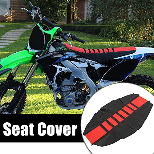 X AUTOHAUX Motorcycle Dirt Bike Faux Leather Soft Seat Cover Anti Slip Seat Cushion Red Black - Image 3