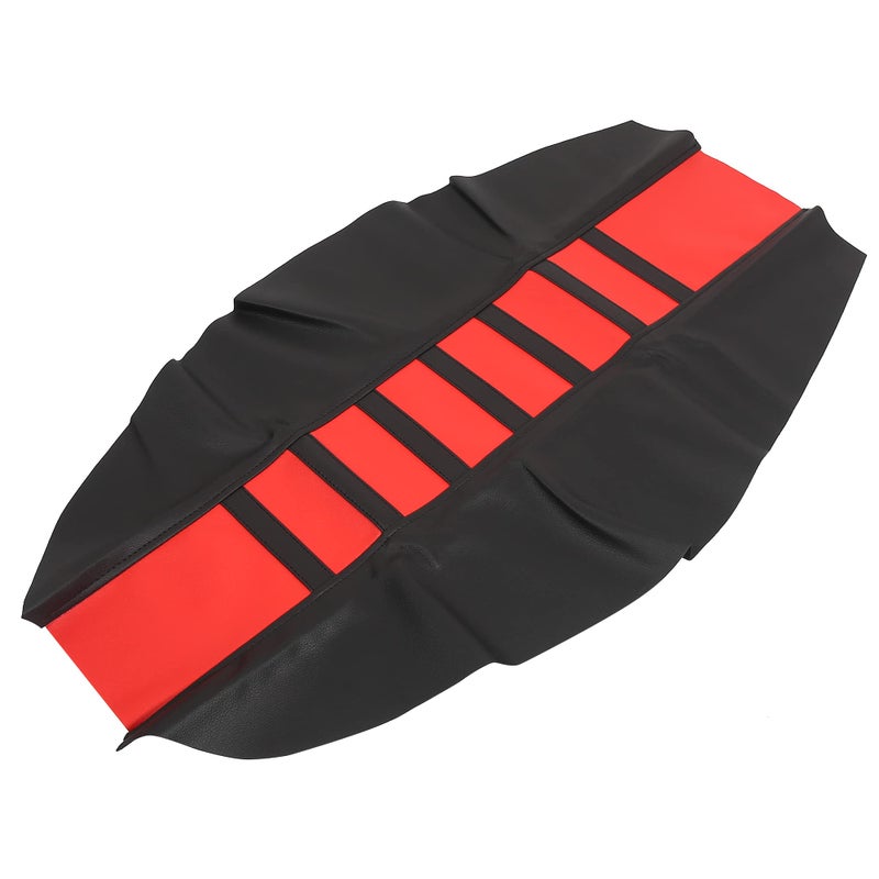 X AUTOHAUX Motorcycle Dirt Bike Faux Leather Soft Seat Cover Anti Slip Seat Cushion Red Black - Image 2