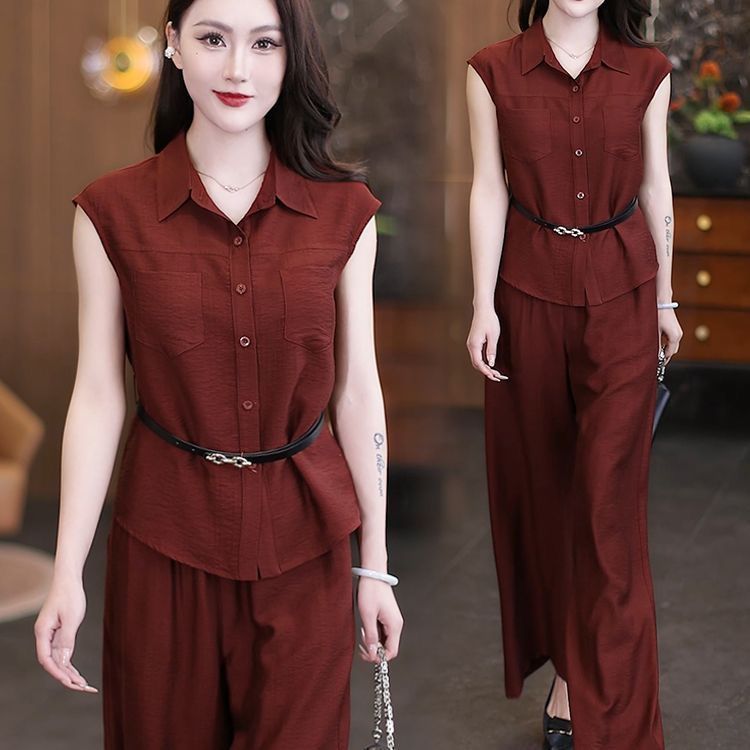 2026 New Style Short-Sleeved Slim-Fitting and Elegant Mother''s Clothing, Fashionable and Casual Summer Suit, Age-Reducing Loose Two-Piece Set - Image 1