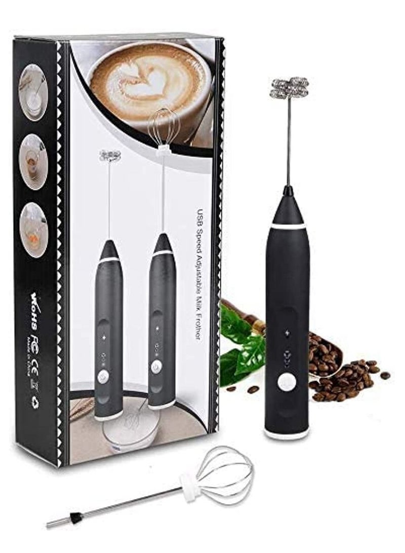 خلاط حليب قابل لإعادة الشحن، خلاط قهوة، خلاط زبادي، خلاط بيض، صانع رغوة محمول، صانع رغوة كهربائي قابل لإعادة الشحن مع خفاقة من الفولاذ المقاوم للصدأ، سرعة قابلة للتعديل، خلاط مشروبات متين محمول - Image 1
