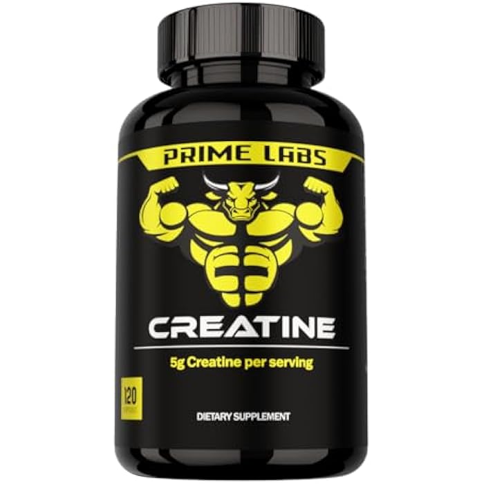 Prime Labs Creatine Monohydrate Capsules - 5g (5000mg) - Muscle Growth, Recovery, Brain Function - for Men & Women - 120 Count - Image 1