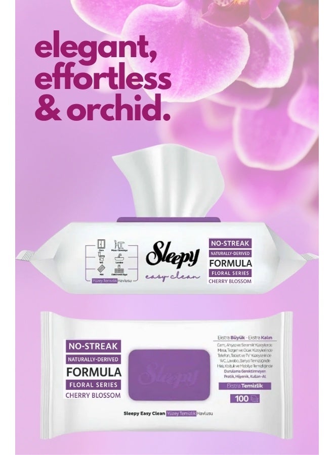 Sleepy Easy Clean Multi-Surface Cleaning Wipes – 100 Sheets, Orchid Garden Scent, Streak-Free Natural Formula - Image 3