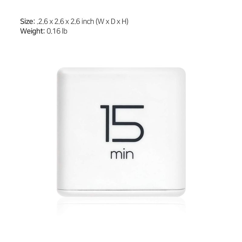 mooas Cube Timer (White), Flip Timer Gravity Sensor, Productivity Timer, Desk Timer, Kids Timer, ADHD Timer, Workout Timer, Time Management for Classroom Office 5, 15, 30, 60 min Timer Setting