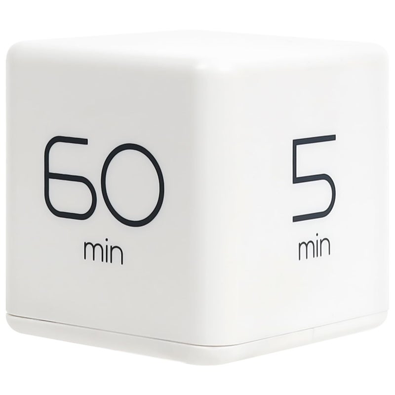 mooas Cube Timer (White), Flip Timer Gravity Sensor, Productivity Timer, Desk Timer, Kids Timer, ADHD Timer, Workout Timer, Time Management for Classroom Office 5, 15, 30, 60 min Timer Setting