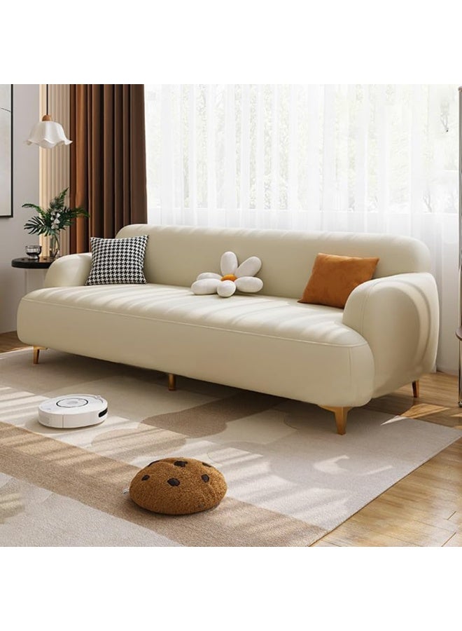 Comfynest Comfynest Glam Wood Frame Anti Cat Scratch Fabric Upholstery Slide Storage Sofa In Solid Color For Women 170 X 80 X 75 Cm Off-White 