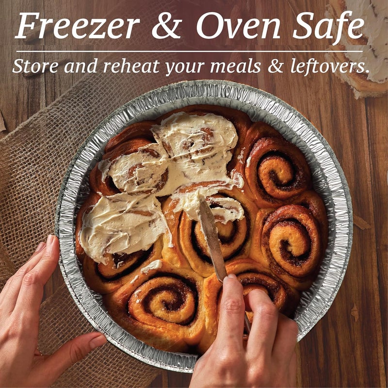 Spare Essentials 55 Pack - 7" Round Aluminum Pans with Lids - Aluminum Foil Pans with Clear Lids - Freezer & Oven Safe Round Foil Pans with Lids, Takeout, Air Fryer, Disposable Ideal for Baking - Image 5