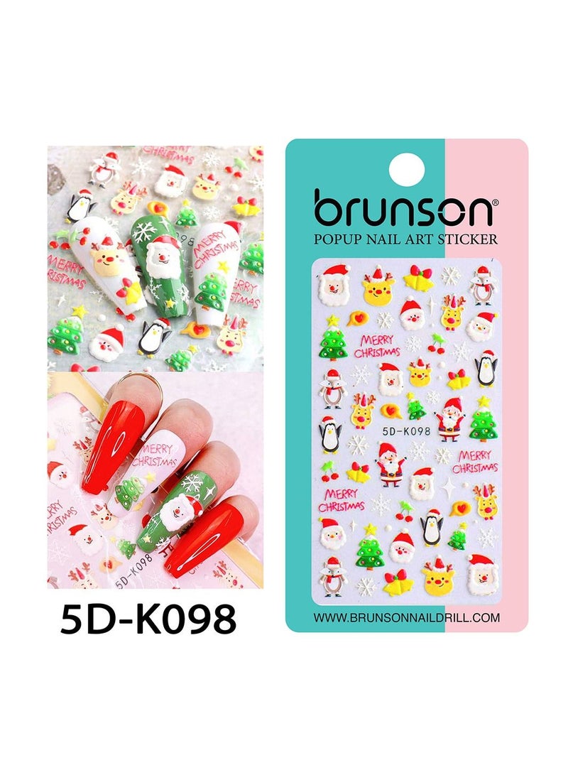 brunson ملصقات أظافر عيد الميلاد، ملصقات ثلجية ثلاثية الأبعاد، سانتا كلوز ورجل الثلج