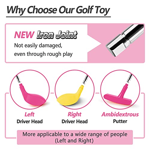 iPlay, iLearn iPlay iLearn Girls Pink Golf Toys Set WLeft Right Club Head Kids Outdoor Sport Toy Age 35 Toddler Indoor Golf Ball Game Child Active Exercise Yard Play Birthday Gifts for 4 6 7 8 Year Olds Boy - Image 5