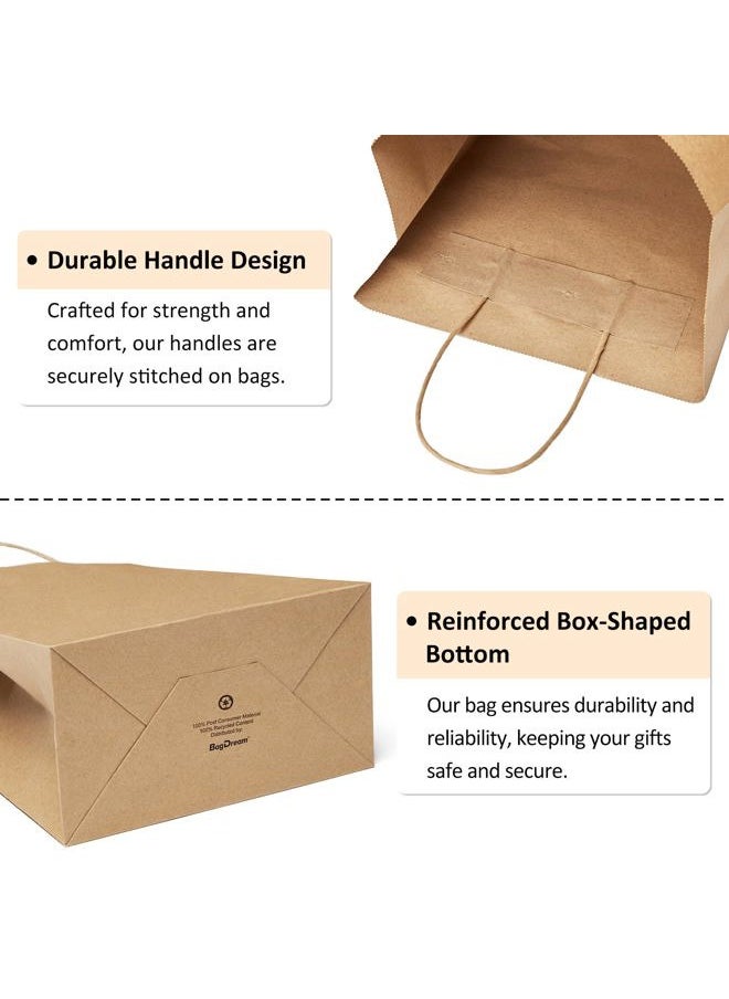 BagDream - 50Pcs Gift Bags 8x4.25x10.5 Paper Gift Bags with Handles Bulk, Paper Bags, Shopping Bags, Kraft Bags, Retail Bags, Party Bags Brown - Image 1
