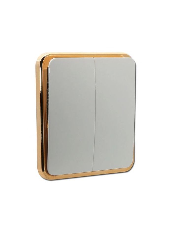 CHT 2 Gang Wall Switch White/Gold - Image 1