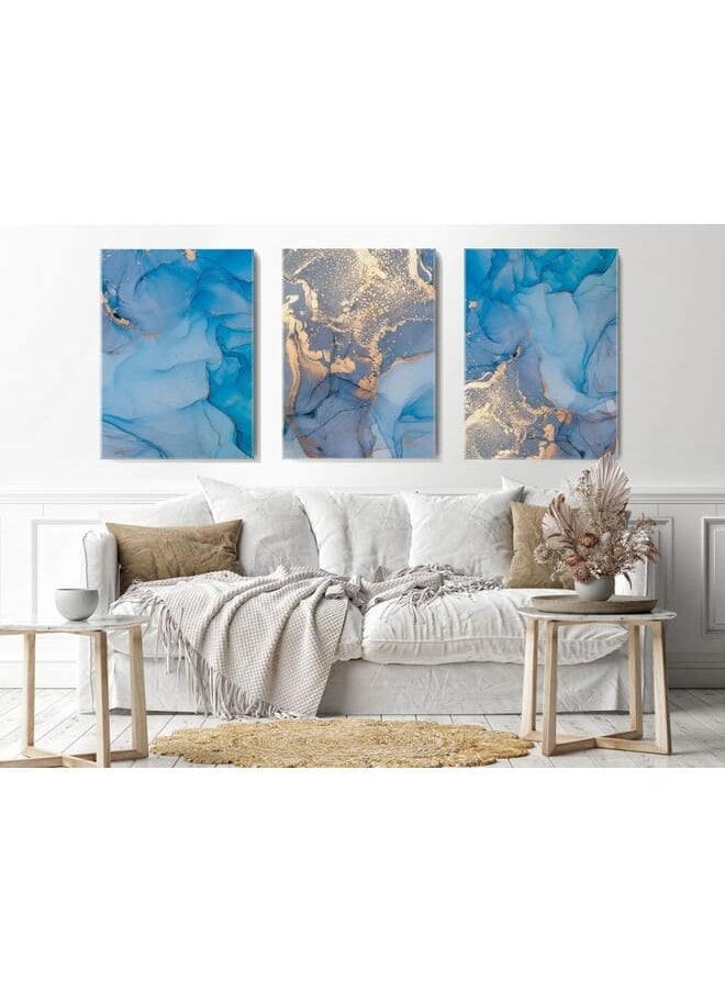 Set Of 3 Natural Luxury Abstract Fluid Art