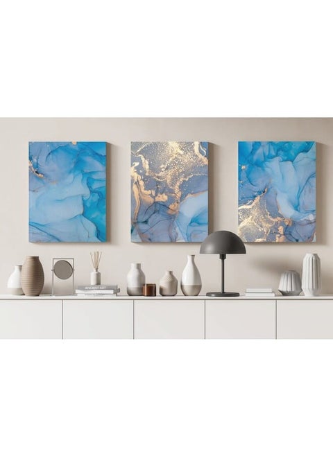 Set Of 3 Natural Luxury Abstract Fluid Art