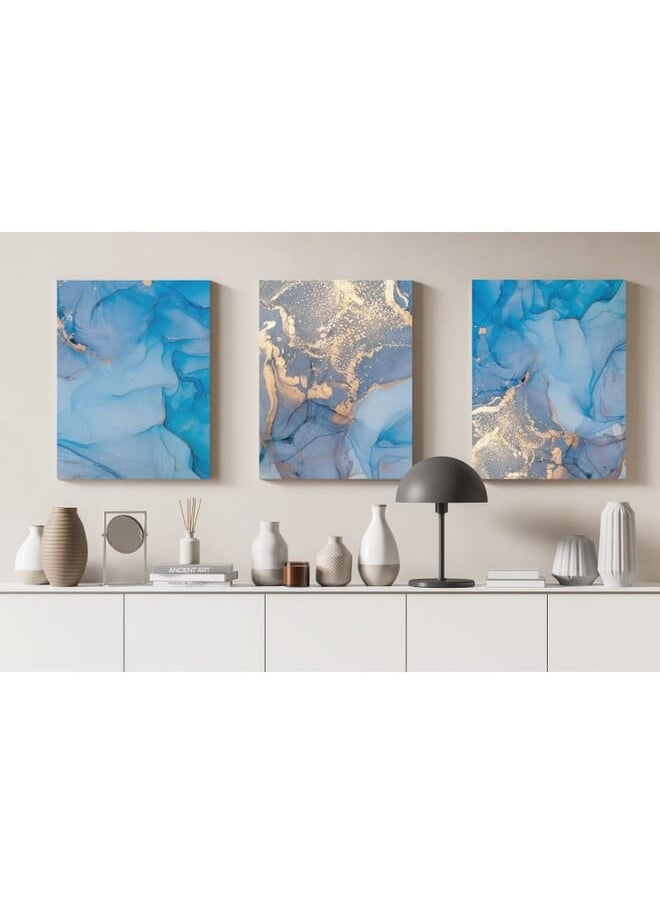 Set Of 3 Natural Luxury Abstract Fluid Art