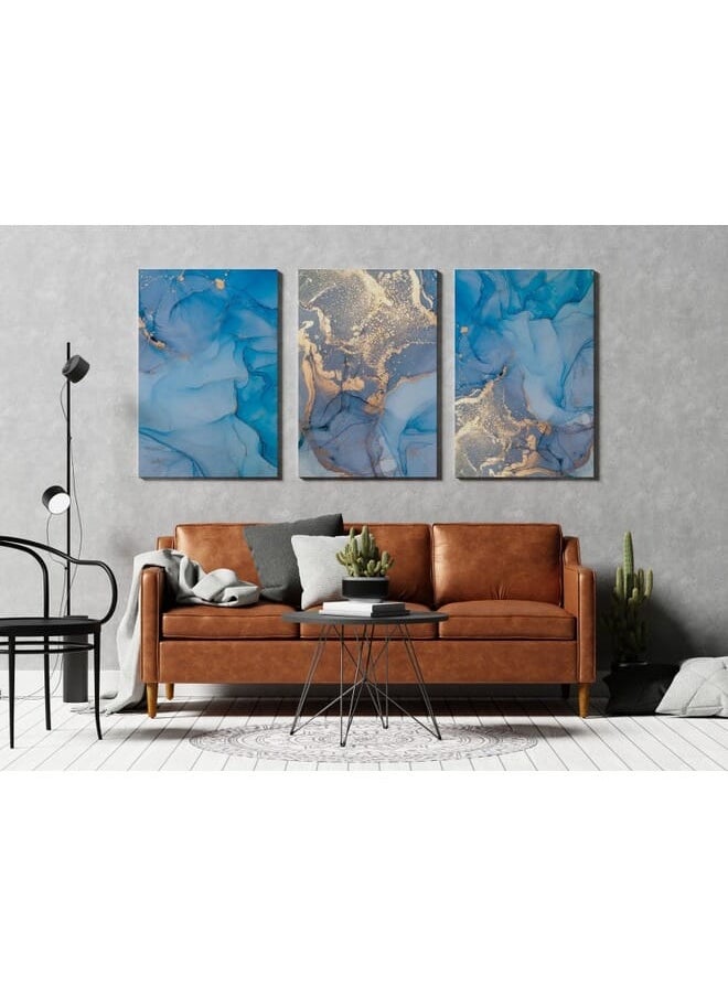 Set Of 3 Natural Luxury Abstract Fluid Art