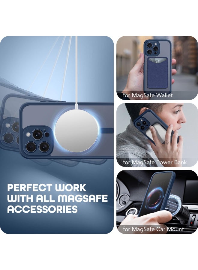 TIESZEN Magnetic for iPhone 15 Pro Case, Compatible with MagSafe, Built-in Privacy Screen Protector and Camera Protection, Anti Spy Full Body Dustproof Shockproof Hard Phone Case 6.1", Dark Blue - Image 4