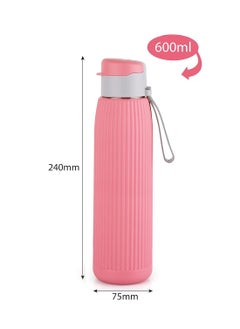 Cello Puro Steel-X Volvo Water Bottle, Drinking water bottles suitable for gym, office, school, and travel 600ml, Pink  - Image 2