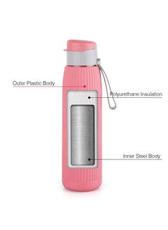 Cello Puro Steel-X Volvo Water Bottle, Drinking water bottles suitable for gym, office, school, and travel 600ml, Pink  - Image 3