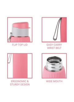 Cello Puro Steel-X Volvo Water Bottle, Drinking water bottles suitable for gym, office, school, and travel 600ml, Pink  - Image 5