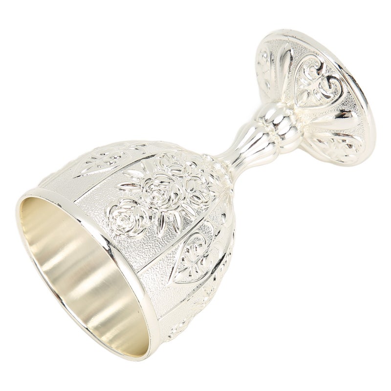 Metal Embossed Wine Cup Vintage Flower Pattern Exquisite Details Metal Wine Cup for Home Decoration Gifts Silver - Image 5