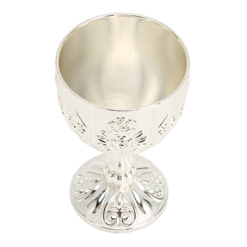 Metal Embossed Wine Cup Vintage Flower Pattern Exquisite Details Metal Wine Cup for Home Decoration Gifts Silver - Image 4