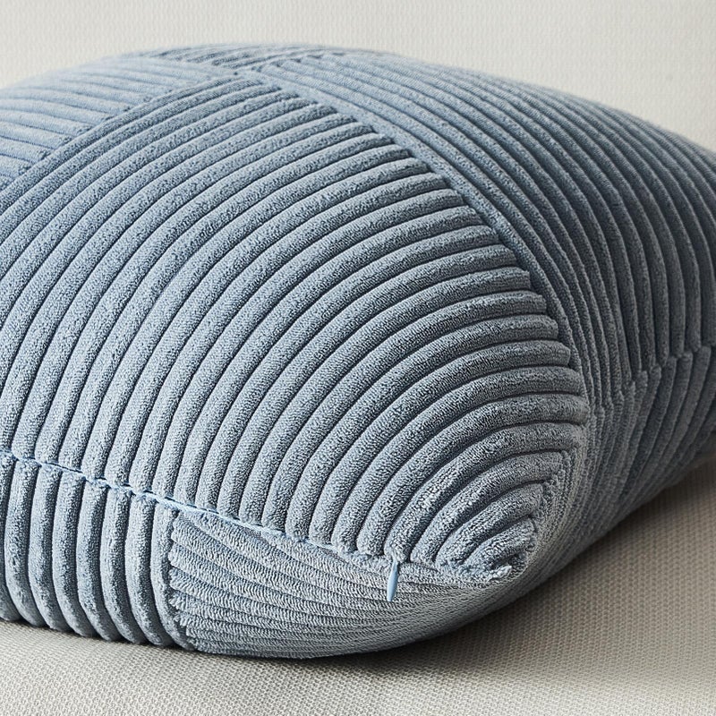 Topfinel Dusty Blue Throw Pillow Covers 18x18 Set of 2, Soft Corduroy Couch Decorative Pillow Covers Windmill Textured Striped Patchwork Cushion Cover for Bedroom Living Room Boho Home Decor - Image 5