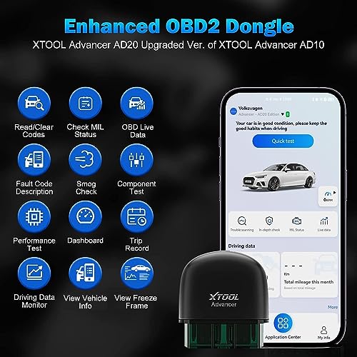 XTOOL Advancer AD20 OBD2 Scanner Check Engine Light Diagnostic Scan Tool for iPhone/Android, OBDII Scanner for Car, Mode 6, Live Data, Freeze Frame, Performance/Voltage Test - Image 2
