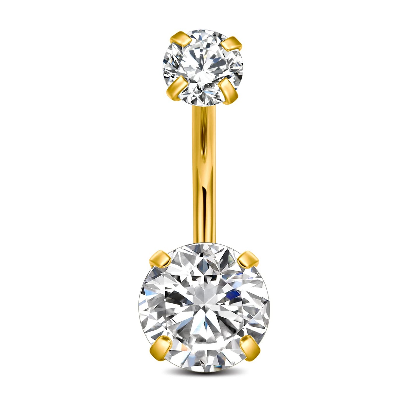 D.Bella 14G Belly Button Ring Surgical Stainless Steel Gold Belly Button Rings Belly Rings for Women Clear Diamond Navel Rings Piercing Jewelry 10mm 5/8" Belly Button Piercing Jewelry