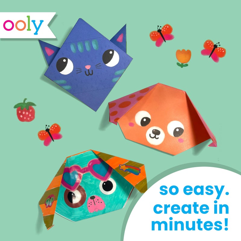Ooly DIY Paper Kit, 24 Animal Origami Designs & Stickers, Kit Includes 12 Completed, 6 Blank and 6 Color-in Folding Pet Origami Designs - Image 2