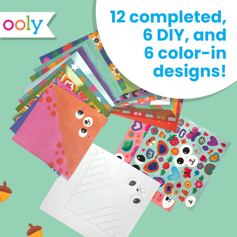Ooly DIY Paper Kit, 24 Animal Origami Designs & Stickers, Kit Includes 12 Completed, 6 Blank and 6 Color-in Folding Pet Origami Designs - Image 3