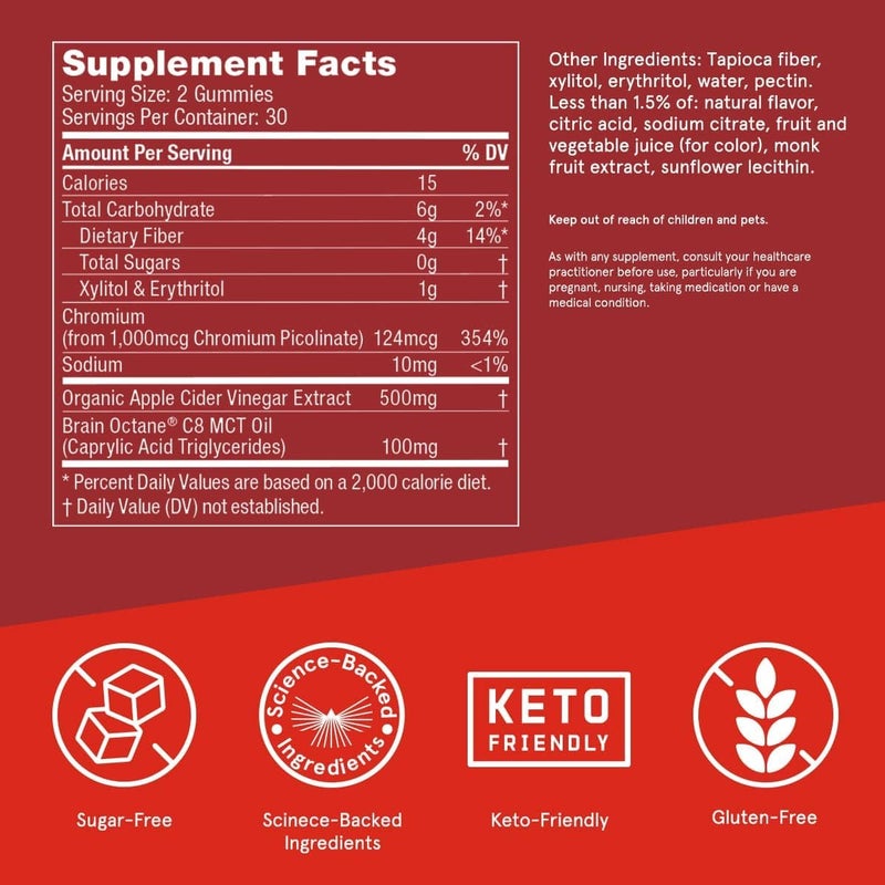 Bulletproof جواهر خل التفاح Bulletproof Max خالية من السكر 60 حبة مكمل كيتو للشهية يدعم الأيض - Image 2