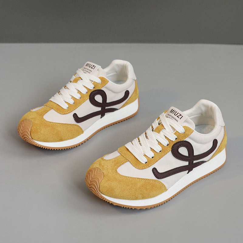 Women's Casual Low Top Sneakers, Breathable & Wear-resistant, Height-increasing, Lace-up, PU Upper, Rubber Sole - Image 3