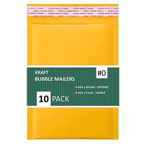 SALES4LESS - Kraft Bubble Mailers, Self-Seal, Waterproof & Cushioned Padded Envelopes for Shipping, 6 x 10 in (10 Pack, Gold) - Image 1
